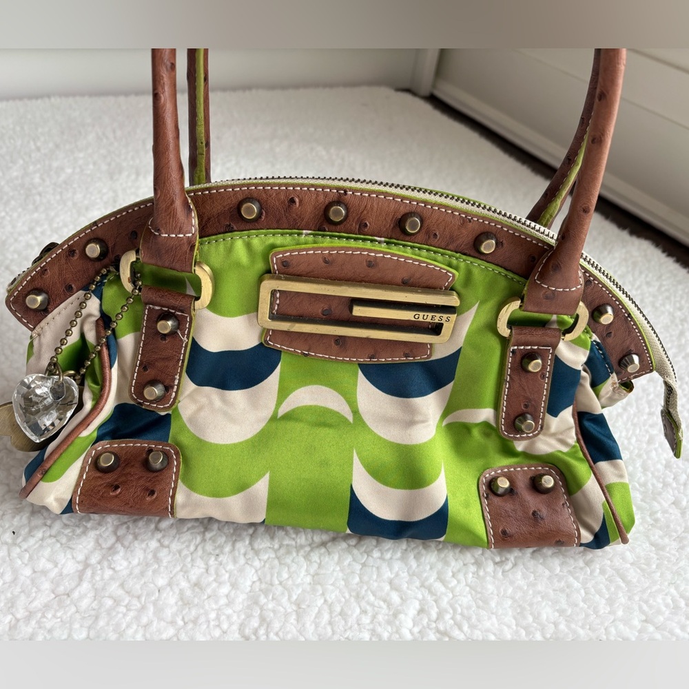 Guess RARE Vintage Y2K Multicolor Shoulder Bag - Clear Heart Gold Flower charms